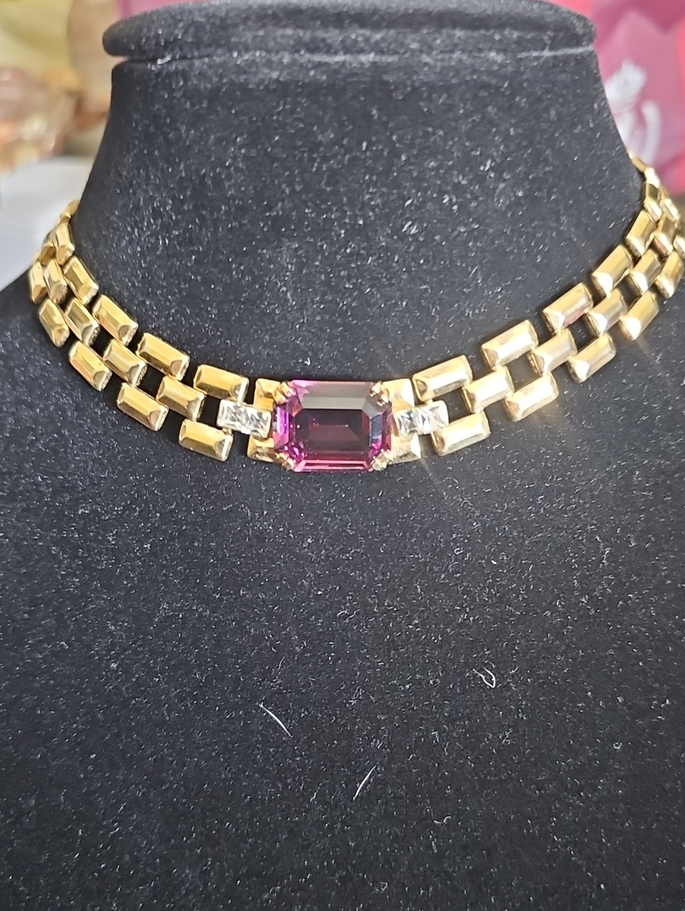 Vintage Gold Tone Rhinestone Choker